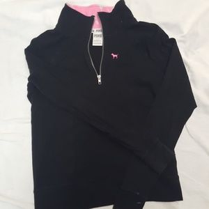 PINK black 3/4 zip black long sleeve size small!